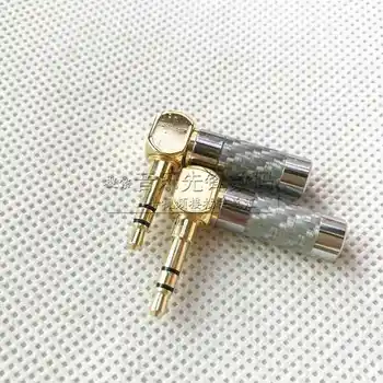 

3pcs Silver carbon fiber rhodium plated 3.5 stereo elbow assembly plug Gold plated 3.5 solid elbow silver carbon fiber plug