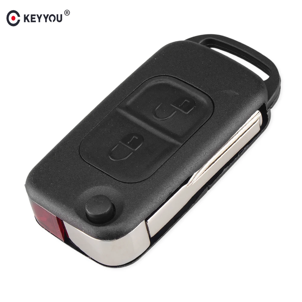 

KEYYOU 20X Replacement 2 Button Folding Car Flip Remote Key Shell Fob Case For Mercedes Benz SLK E113 A C E S W168 W202 W203