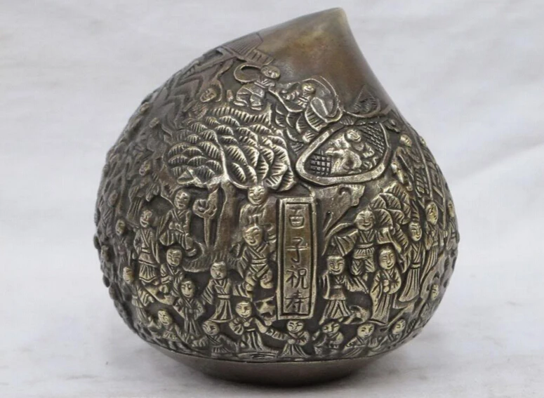 

Collectible bronze S2228 4.5" Luckly Chinese Bronze Longevity of the South Pole peach statue (B0413)