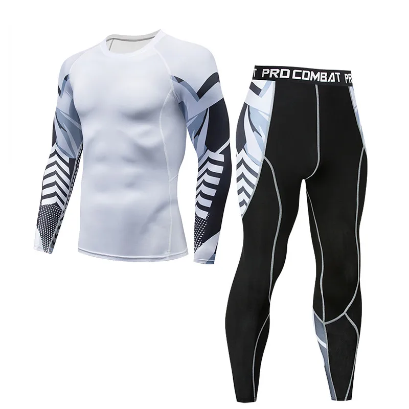 С длинным рукавом Rash Guard Complete Графический Компрессионные Шорты Многофункциональный Фитнес ММА футболки Для мужчин костюмы