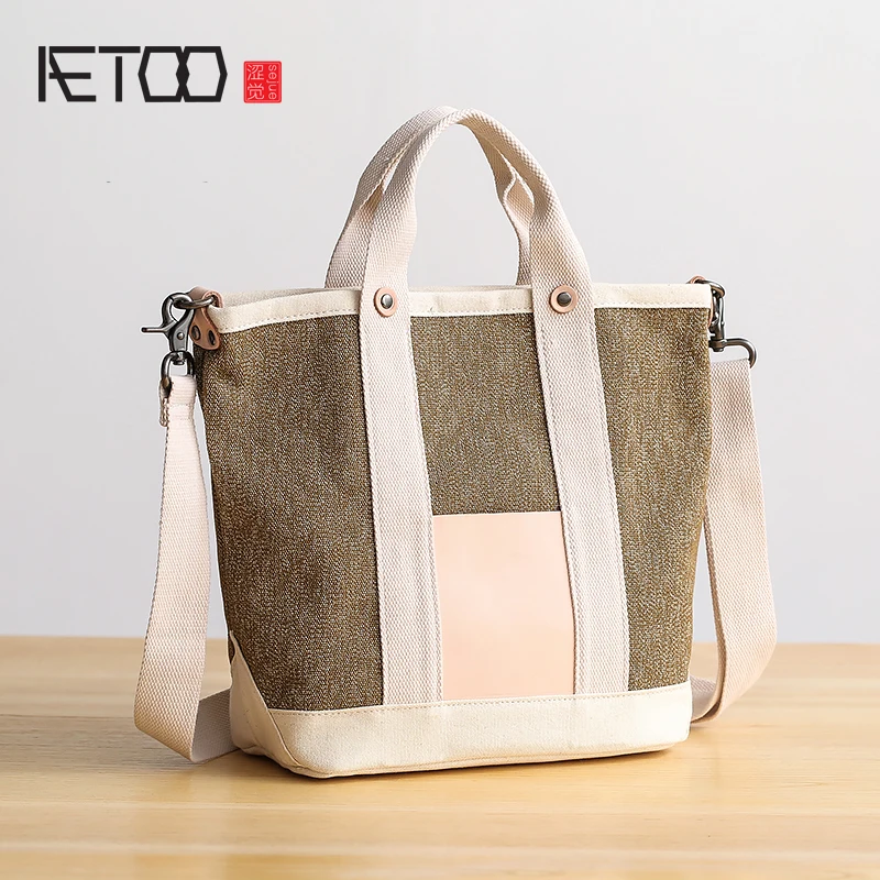 

BJYL Canvas single shoulder bag female fashion small handbag casual arts oblique cross women's bag