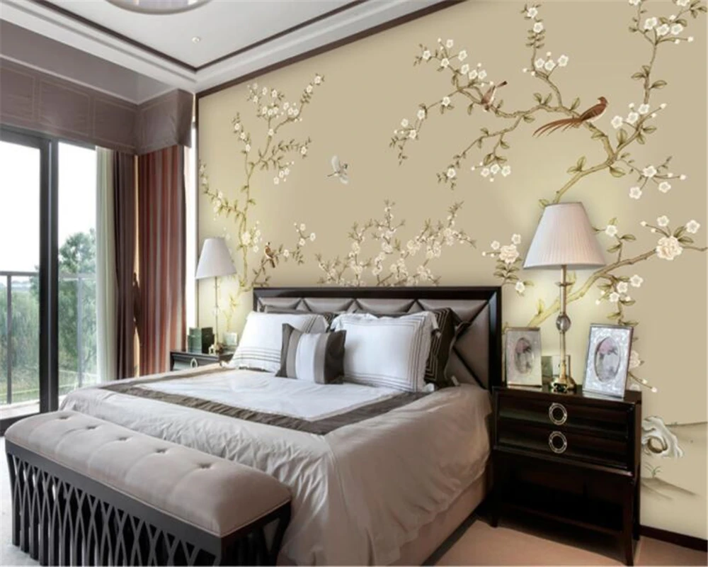 Beibehang Papel De Parede Moderna Dipinta A Mano Fiori E Uccelli Cinese Sfondo Tv Carta Da Parati Hudas Bellezza Tapety Papel Pintad