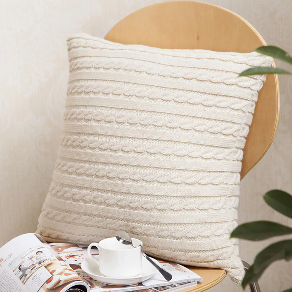 

Knitting Fashion Throw Pillow Cases Cafe Sofa Cushion Cover Home Decor Decorative Cushion Case Sofa Car Covers