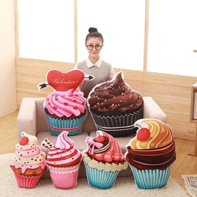 1PC Creative 3D real life ice cream Cake Cones pillow stuffed plush Home Pillow office nap pillow cushions