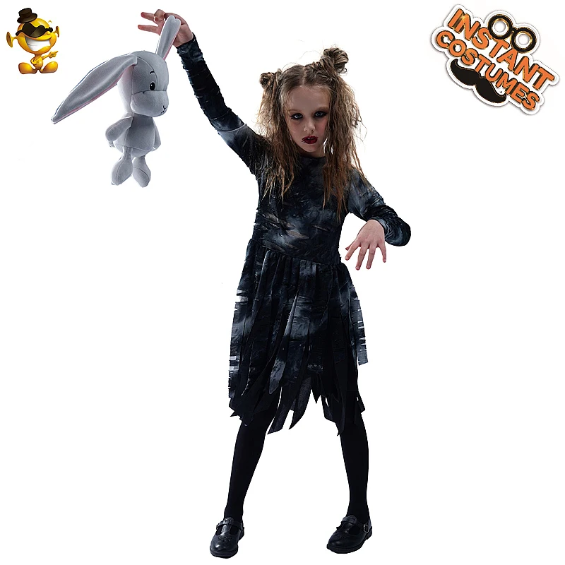

Halloween Girl's Zombie Dress Costume Fancy Dress Scary Black Zombie Kids Halloween Costumes