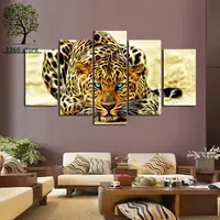 5 Pcs Yellow Leopards HD Wall Picture Decorative Art Print Painting On Canvas For Living Room Home Decoration No Frame HW-008