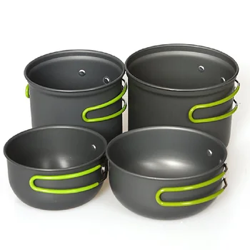 

4pcs Portable Outdoor Camping Pan Pot Saucepan Cookware for 2-4 People