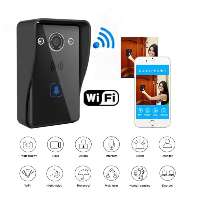 

120 Degree Smart WiFi video intercom Doorbell Angle Wireless Doorbell Audio Video IR Camera Door WiFi Remote Security Bell