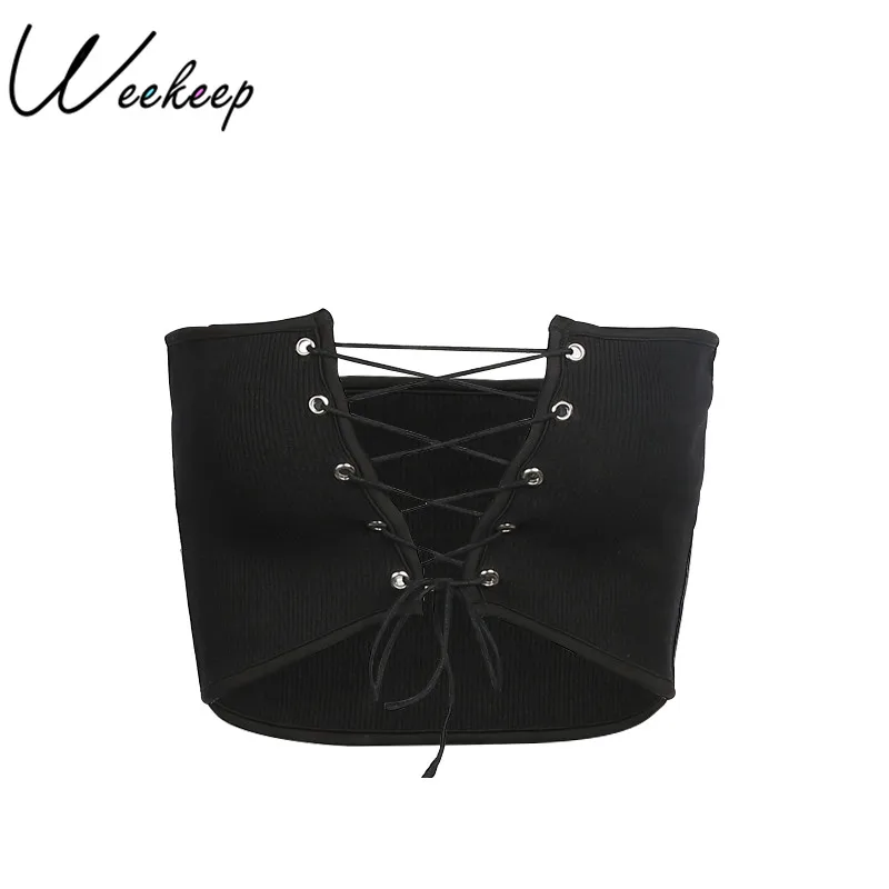 Buy Weekeep Sexy Hollow Out Bandage Adjust Tube Top