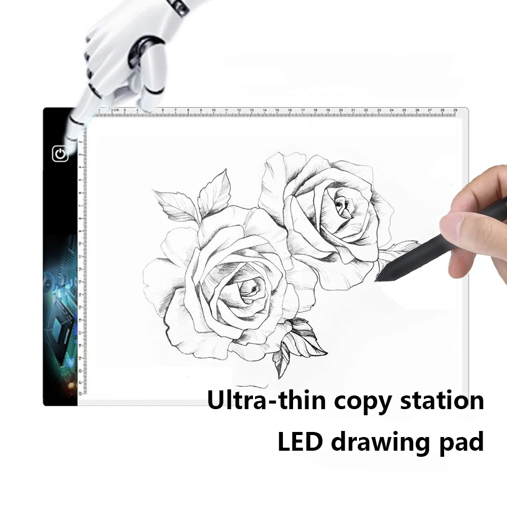 

LED Drawing Pad with Scale Ultra-thin Clear Sketching Light Copy Station LED Graphic Tablet for Children Adult Educational Tool