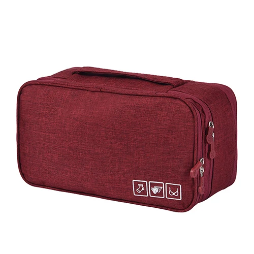 Дорожная сумка для хранения шкаф чехол для костюма Органайзер кабель провод сумка косметический набор Чехол Нижнее белье обувь на молнии сумка для багажа аксессуары - Цвет: B Wine Red Bra Bag
