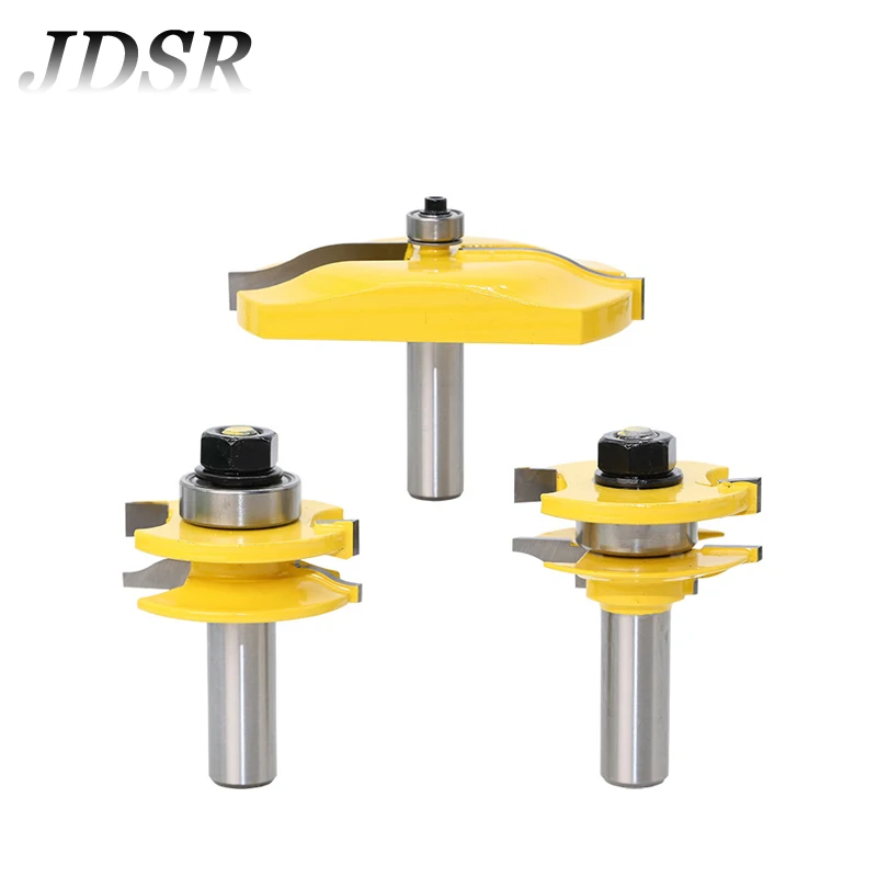 

JDSR 3Pcs 1/2''Shank Rail & Stile Router Bits Set Ogee Wood Cutter Panel Cabinet Milling Cutter Woodworking Chisel Cutter Set