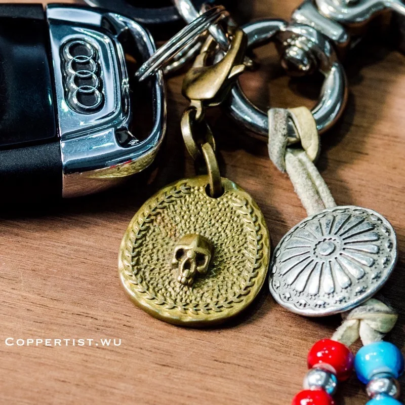 Coppertist. Wu латунь ручной работы винтажный череп брелок со скелетом Ретро стиль панк