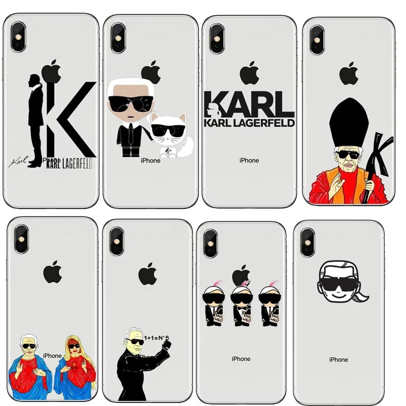 

Karl Lagerfeld TPU Soft Silicone Phone Case For Coque iPhone 7 7Plus 6 6s 8 8Plus 5s SE Cover For iphone X XS Max XR Cases