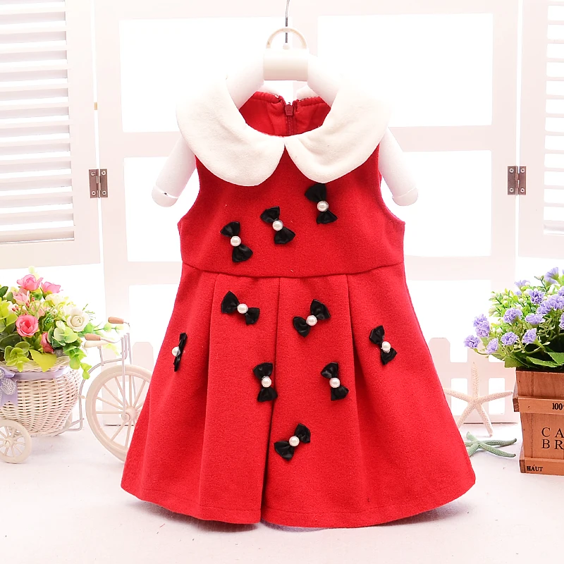 

Baby girls dress Spring Autumn 2018 New Style kids clothing sleeveless red color 1 year birthday girl dresses A001