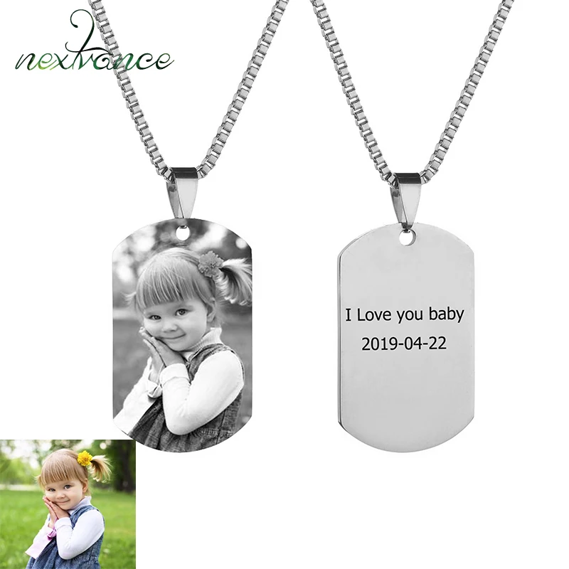 

Nextvance Stainless Steel Personalized Engraved Necklace Custom Photo Name Pendant Necklaces For Children Birthday Gift