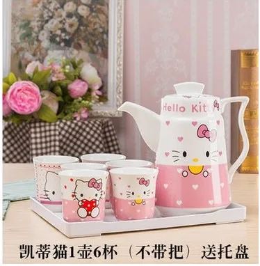 

Kitty Beauty Ceramics Teapot Set Mug Coffee Cup Portable Tea Pot Cup Set Kettle Teaset Cup Water Kettle Gift Home Decoration