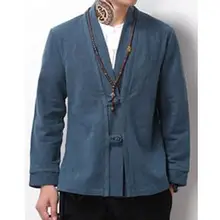 Мужской Хлопковый и льняной весенне-осенний костюм tang, халат для медитаций, куртка дзен, платье, халат Тай Чи, одежда для восточных единоборств, синий/черный