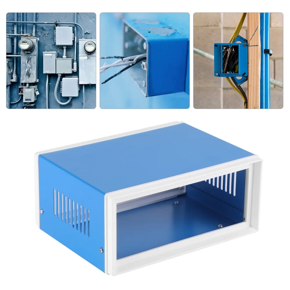

Blue Metal Enclosure Project Case DIY Junction Box anti-static insulation resistance Usage for electronic project