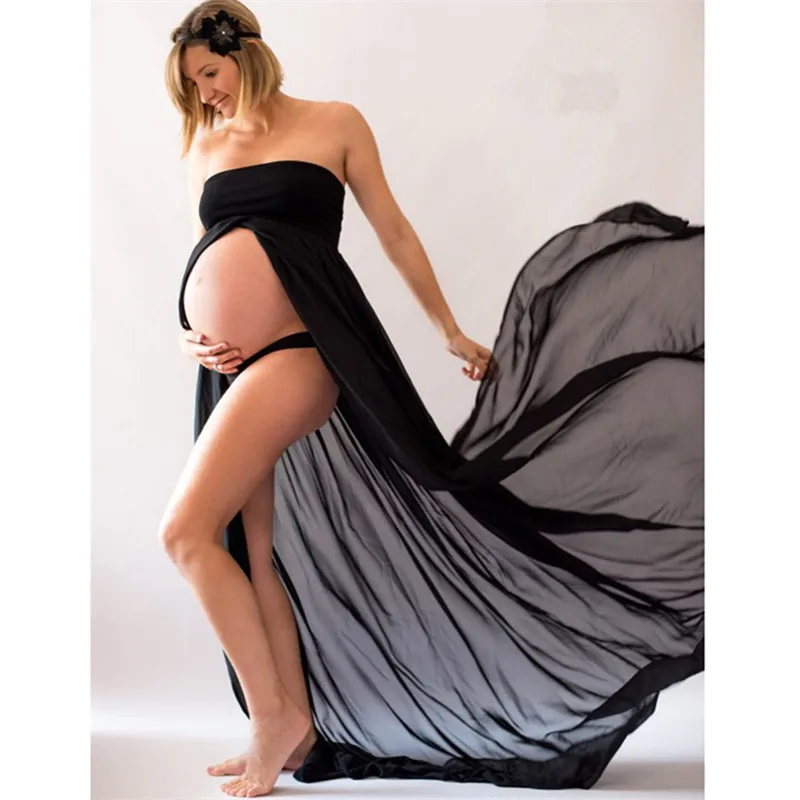 

Pregnant Dress Women's Off Shoulerless Short Sleeveless Maternity Dress for Photography Chiffon Maternity Gown for Photoshoot