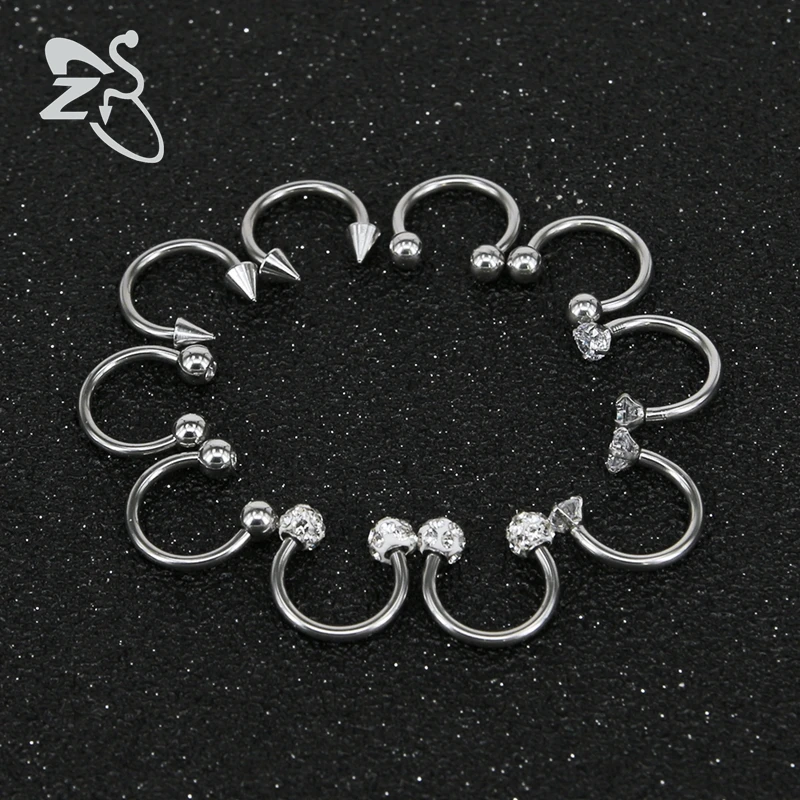 ZS 5 парт/Лот 16G хирургический стальной Нос Stud BCR пирсинг для носа ушей бровей губ