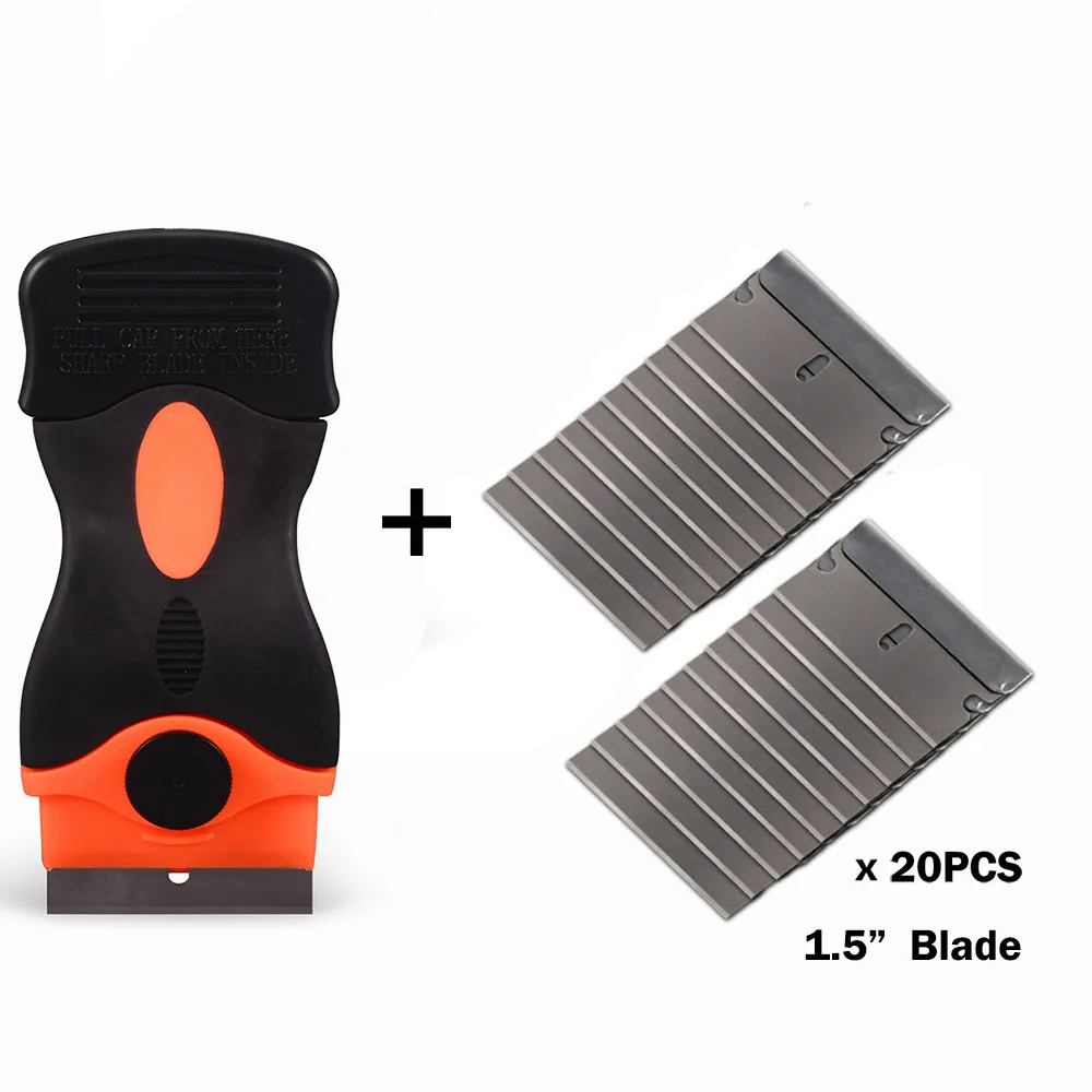 

FOSHIO Car Wrap Window Tint Tool Glass Oven Paint Clean Razor Scraper Tape Glue Car Sticker Removing Squeegee+20pcs 1.5" Blade