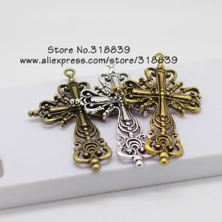 

Hollow Filigree Religious Cross Charms Pendants Metal Zinc Alloy Trendy Jewelry Cross for Jewelry Making 12pcs 42*63mm 6605