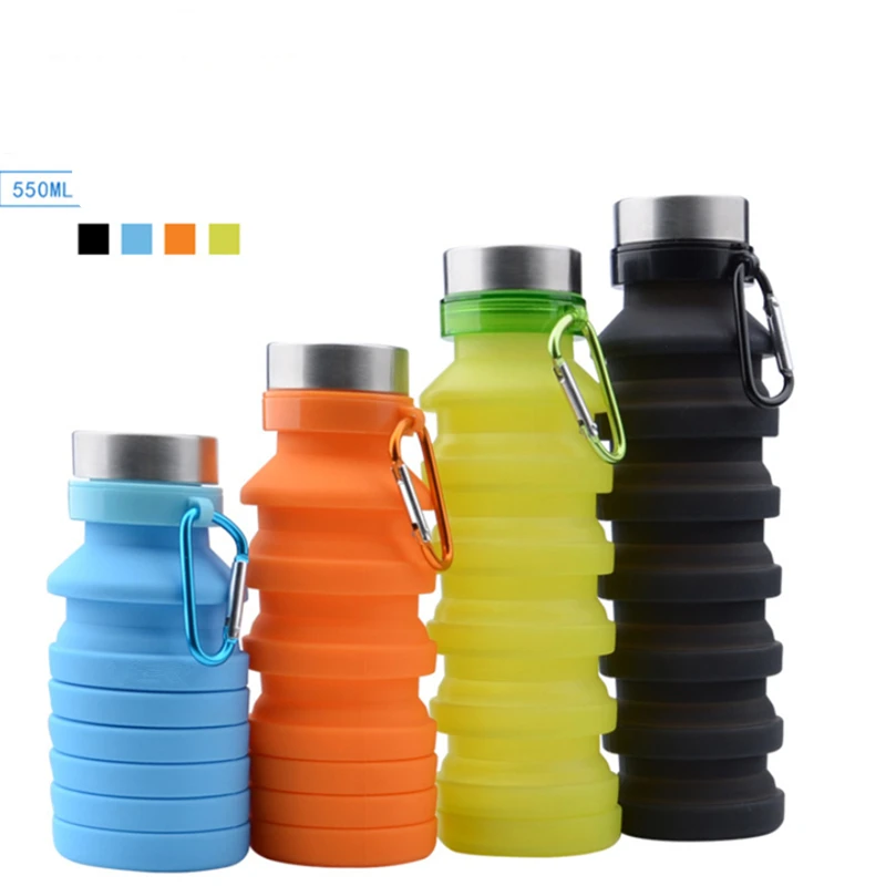 Lecrownaire 550ml portable silicone water bottle retractable sport