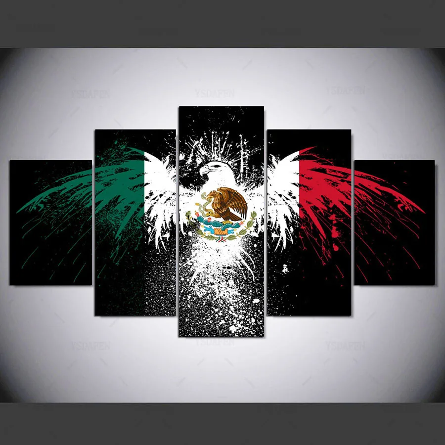 Ysdafen Bandera De Mexico Para Fondo De Pantalla 5 Panel Modern Art Print  Canvas Living Room Framed Paintings Ny-161 - Painting & Calligraphy -  AliExpress