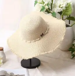 FLYBER Bohemia лето сплошной соломенный с широкими полями солнечные шляпы для женщин УФ Защита девушки складной Chapeau Femme Trip пляжные шляпы - Цвет: 05