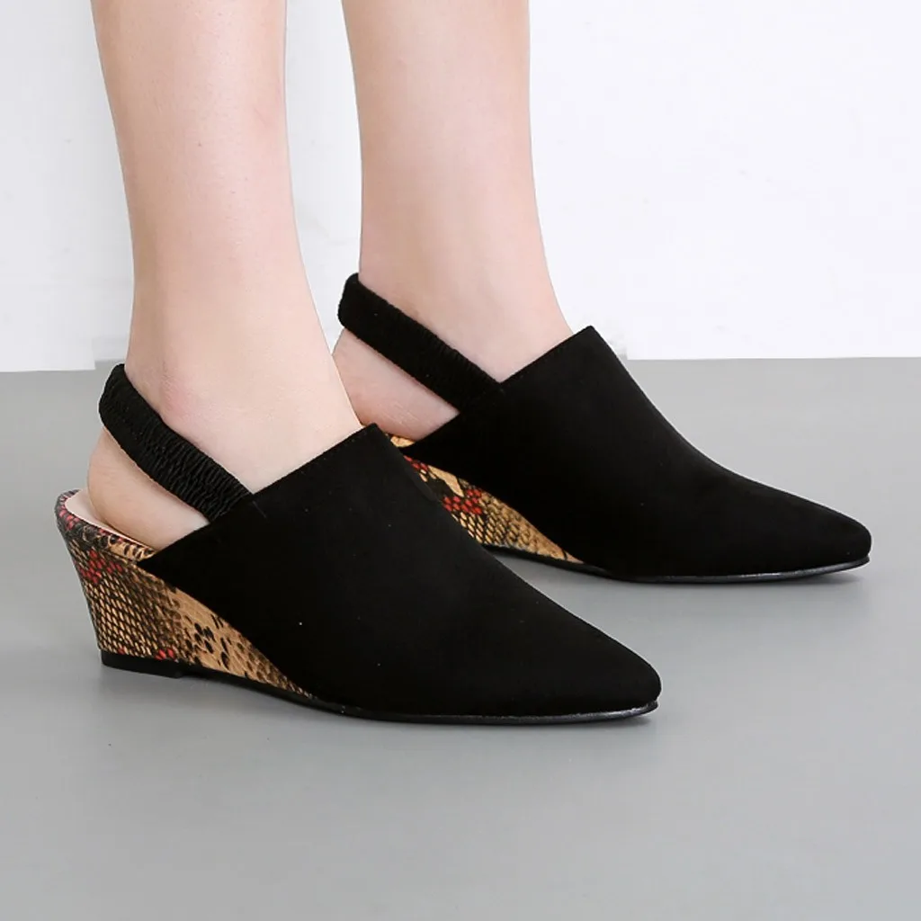 

2019 Ladies Sandals Women Sandals High-Heeled Shallow Pointed Closed Toe Shoes Work Wedge Sandals Sandalia Feminina Zapatos New