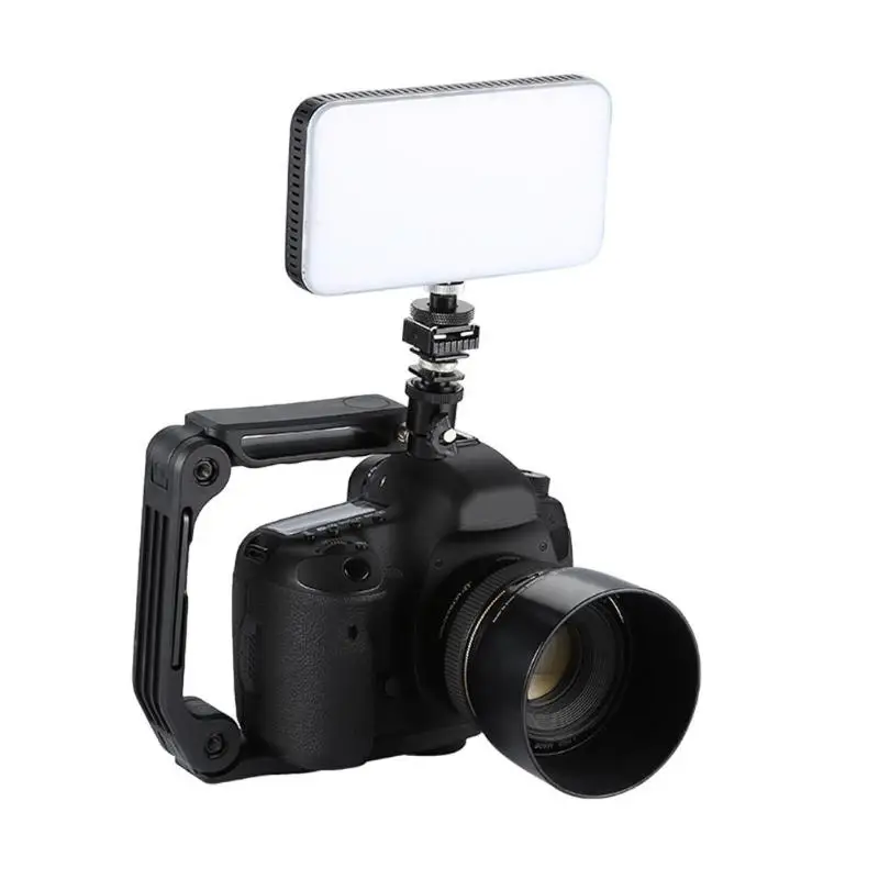 1/4 Screw U-Shape Camera Stabilizer Handheld DSLR Cam Handle Bracket Grip Stabilizer with Mic LED Port Camera DSLR Accessories