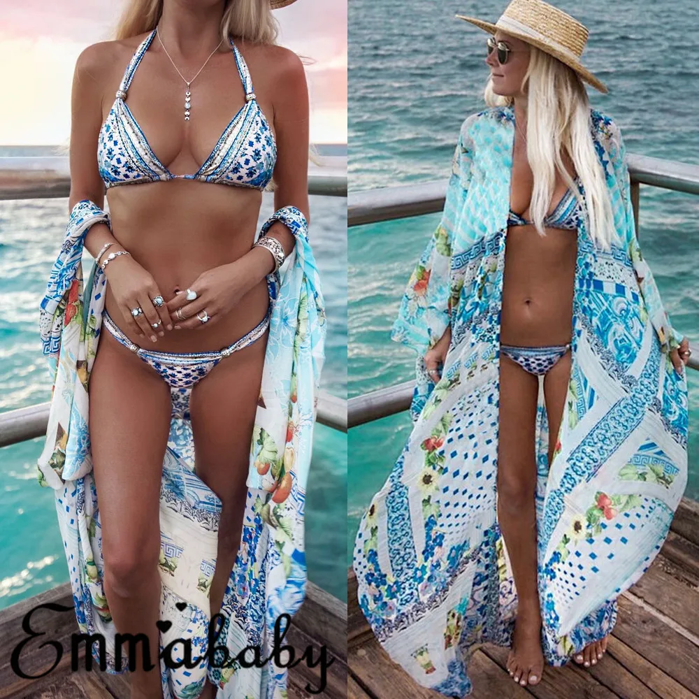 Meihuida Women Chiffon Cover-Ups Zebra Striped Ladies Beach Shawl Casual Bathing Suit Cardigan Long Sleeve Girl Floral Cover Up 3 piece swimsuit with cover up