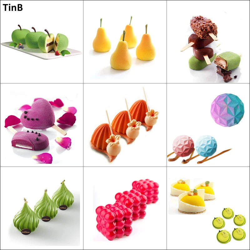 

3D Fruit Apple Round Silicone Molds Cake Decorating Tool Bakeware Dessert Mousse Cake Mold Baking Cupcake Chocolate Silicone Pan