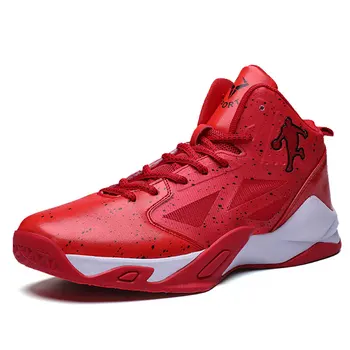 

SUROM Luxury Brand Men Red Sneakers Summer Breathable Leather Basketball Shoes Sport Outdoor Athletic Basketball Shoes Men Air