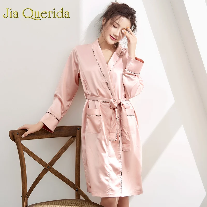 Женский Атласный халат J & Q модный женская пижама атласная Домашняя одежда