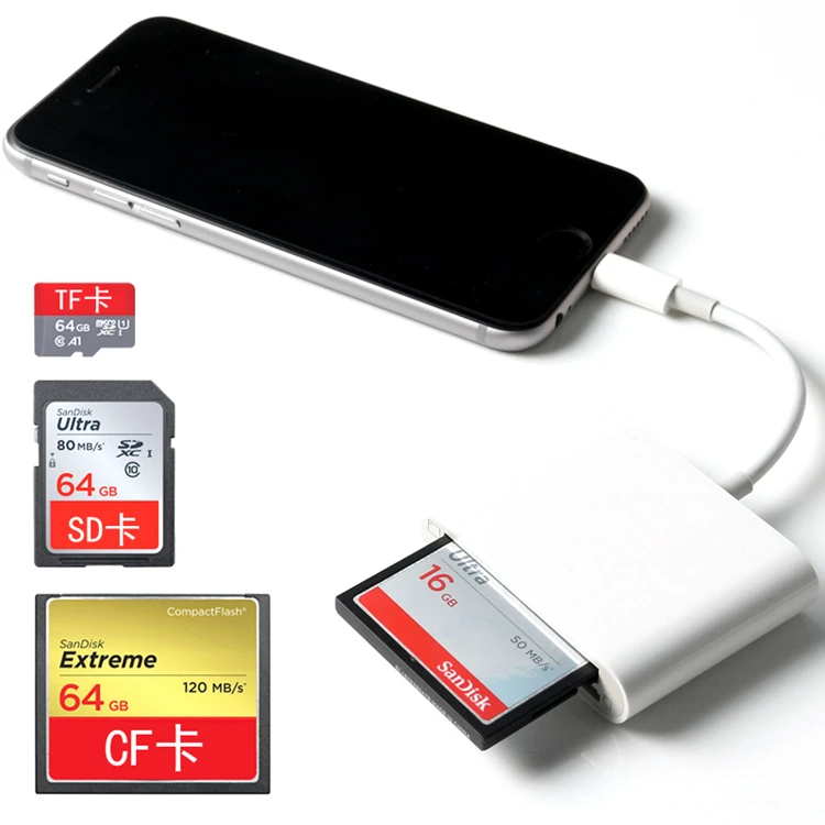 PAIAIP USB-C lightning Micro-USB к CF/SD/TF кард-ридер для iphone/ipad/Android телефонов/Macbook/поверхность книги