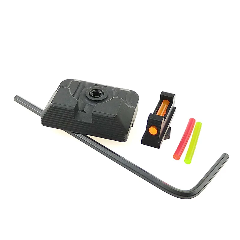 

Red Green Fiber Optic Front Sight / Rear Combat Glock Sight v3 Black for Glock standard models Tactical Hunting