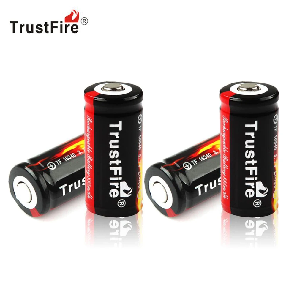 

FS! Genuine TrustFire Full Capacity 880mAh 16340 RCR123 CR123A 3.7V Protected PCB Rechargeable Battery 4PCS/LOT (WF-RB058-4)