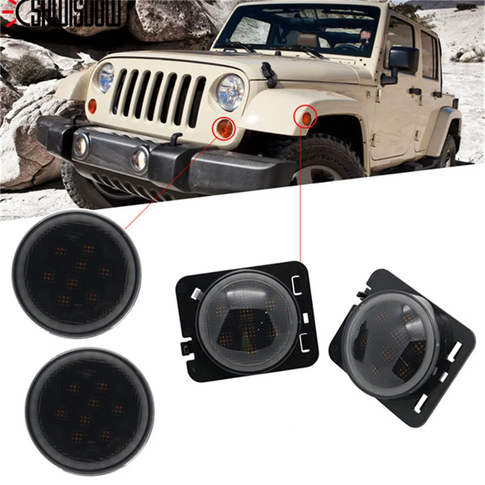 Светодиодный передний указатель поворота светильник для Jeep Wrangler JK 2007 2017 Копченый