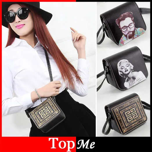 

New Women Bags Marilyn Monroe Pattern Lady Pocket PU Leather Shoulder Mini Cell Phone Bags Money Purse Messenger Flap Cover Bag