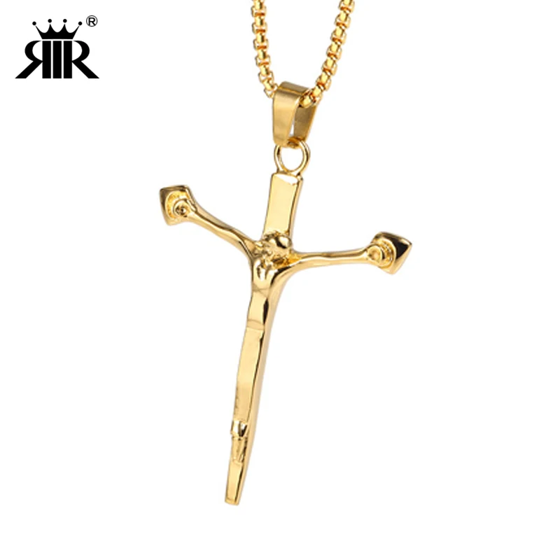 

RIR Crucifiction Jesus On The Cross Pendant Necklace Christ Death Of God Jesus Piece Cross Necklaces Religious Jewelry