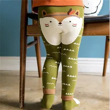 Детские штаны с рисунком лисы, эластичные хлопковые Мягкие штаны для девочек+ носки, детские штаны из 2 предметов