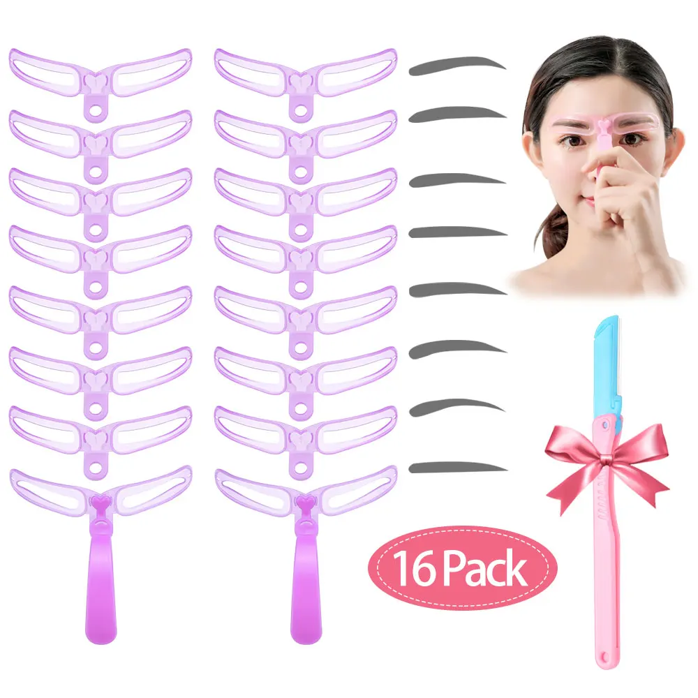 

16Pcs Eyebrow Stencils Reusable Eyebrow Shaping Defining Stencils Eye Brow Drawing Guide Template Makeup Tool send eyebrow knife