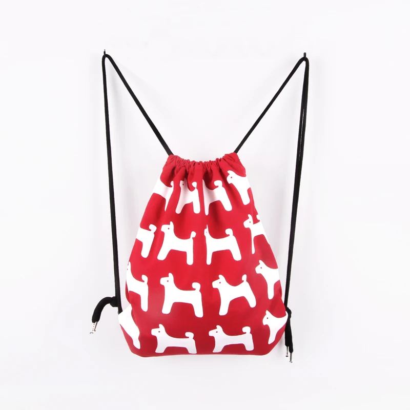 Original design brand lovely sheep and dog print cute pure cotton and canvas women bag string