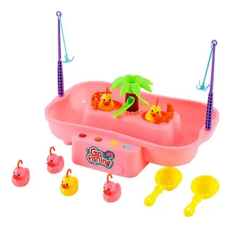 

Electric Magnetic Rotating Plastic Fishing Toys with Music and Light Baby Bath Toy Fishing Game Kids Indoor Outdoor Fishing Toy