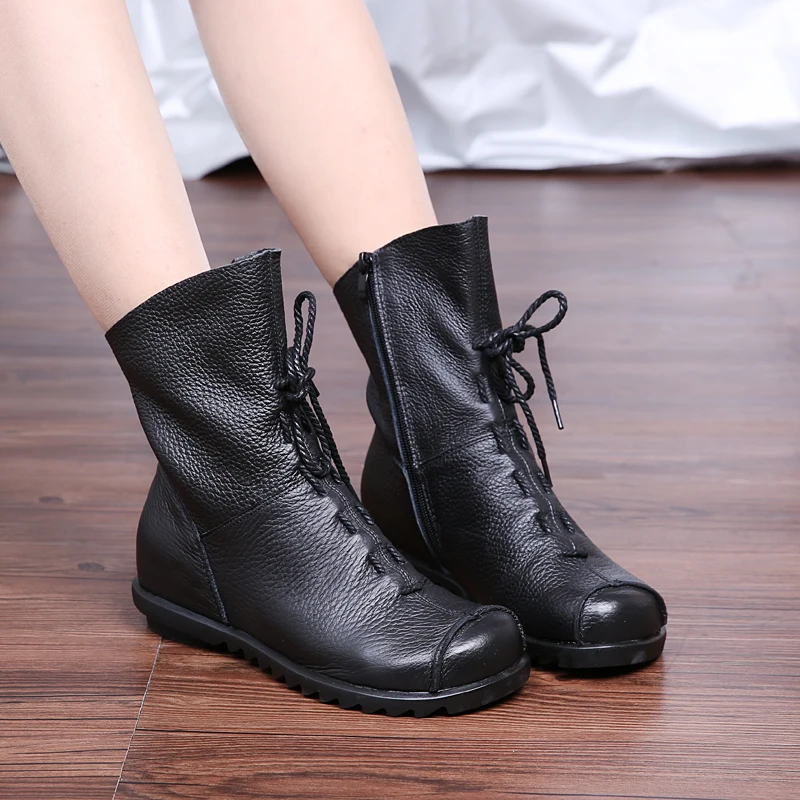 2018 new retro style comfortable leather boots Comfortable and fashionable Color of personality | Обувь