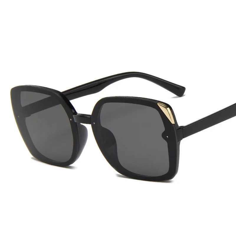 Higodoy пластиковые женские негабаритные солнцезащитные очки винтажные квадратные брендовые дизайнерские женские солнцезащитные очки UV400 - Цвет линз: black grey