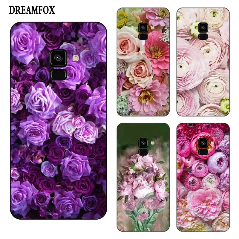 N306 Delicate Flower Black Silicone Case Cover For Samsung Galaxy J2 J3 J4 J5 J6 J7 J8 Pro Plus Prime 2018 2017 |