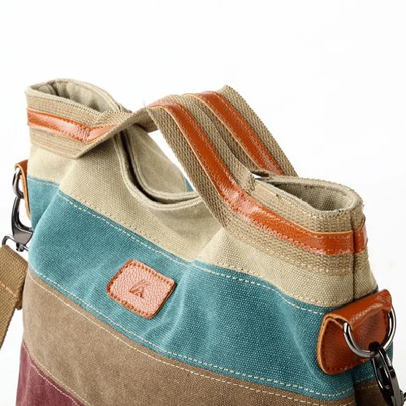 Hot Sale Striped Printed Casual Bag Women Canvas Beach Bags Female Single Shoulder Handbags Ladies Large Capacity Tote